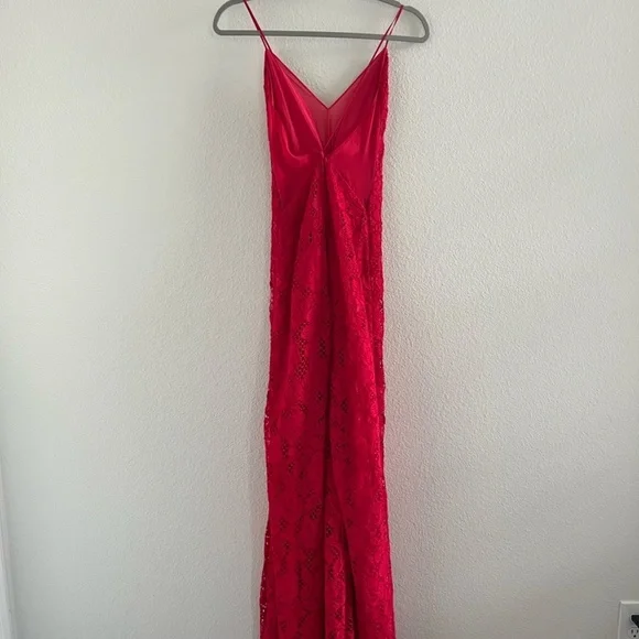 X BY NBD x REVOLVE | Red Lace Silhouette Kendra Maxi Cocktail Dress | Size 6 - Picture 6 of 11